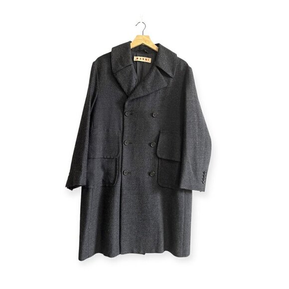 Marni Gray Wool Double Breasted Coat, Size 44 Italy/M‎ - Picture 1 of 16